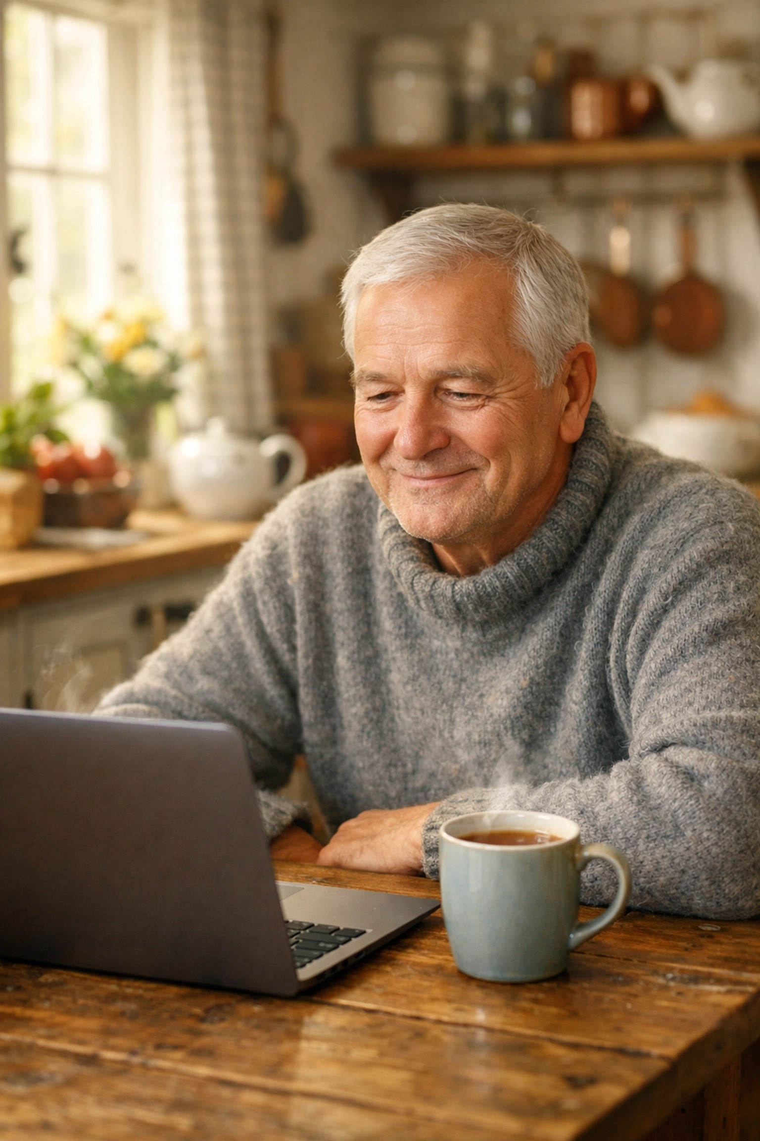 Senior w UK sprawdza swoją prognozę emerytalną online na stronie rządowej GOV.UK.