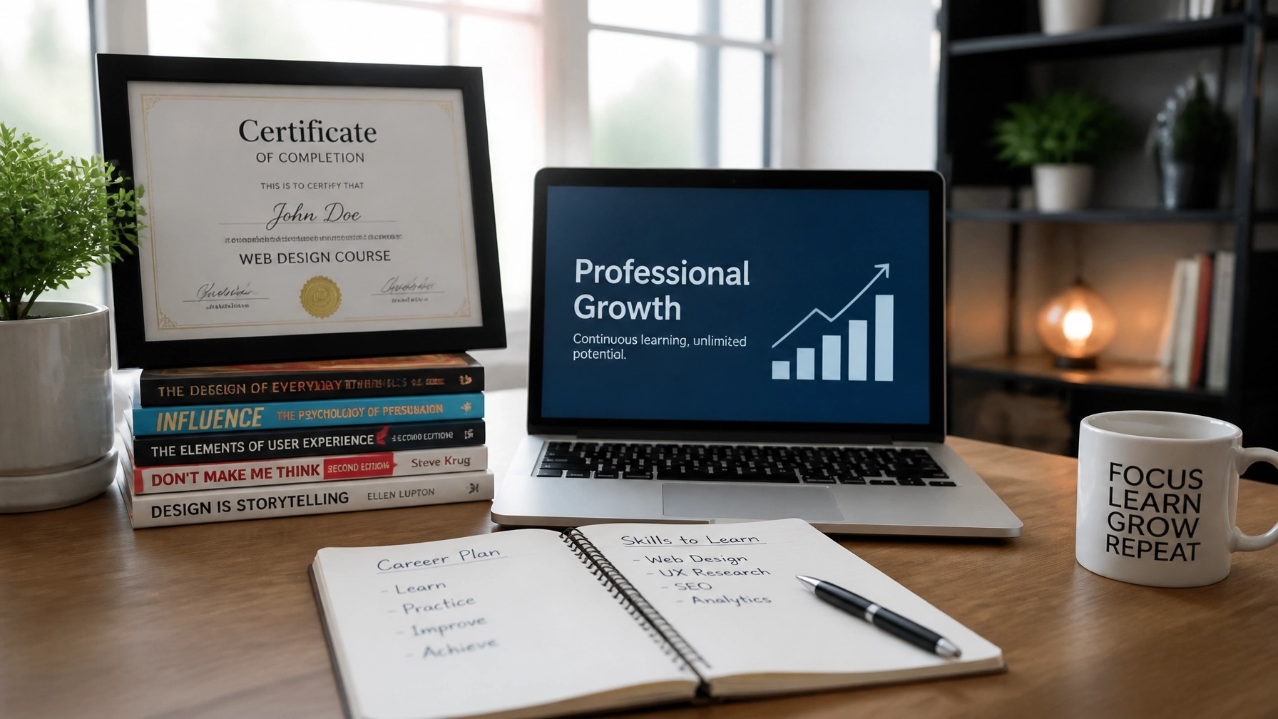 Professional career development and upskilling concept