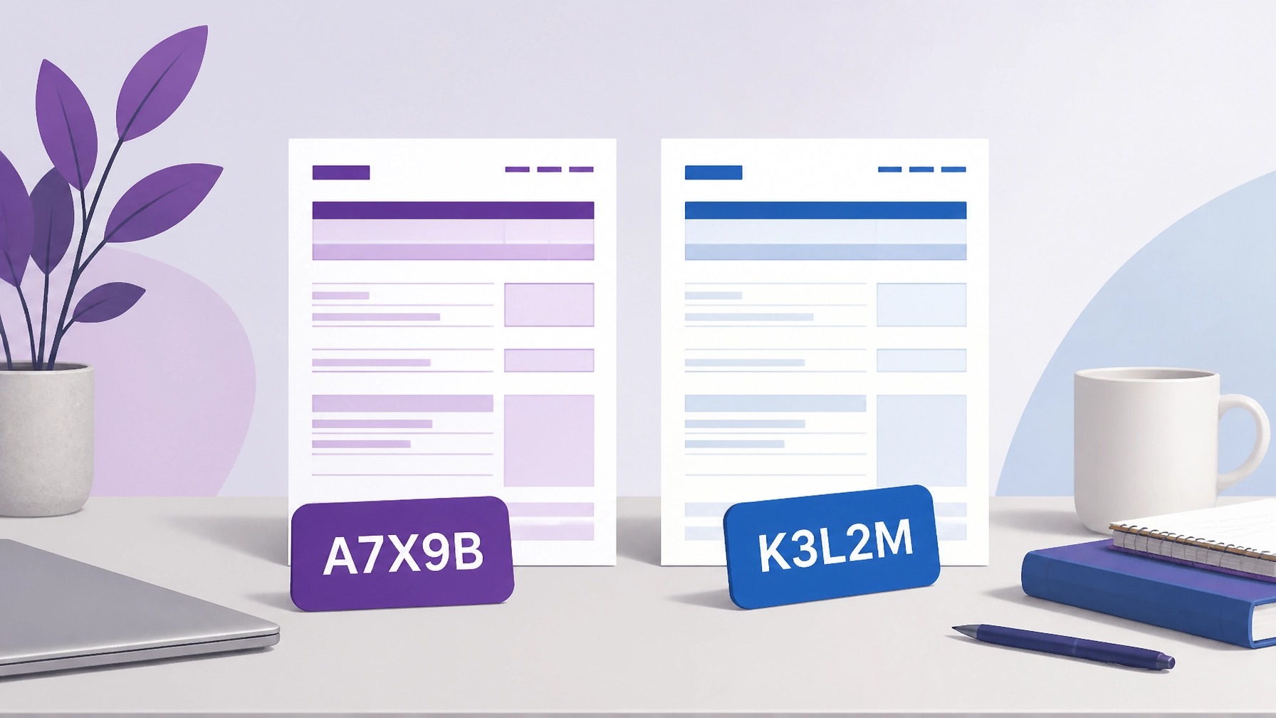 Dwa neutralne payslipy symbolizujące różne źródła dochodu i kody podatkowe